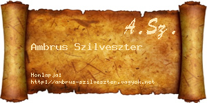 Ambrus Szilveszter névjegykártya